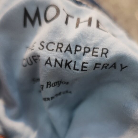 NWT Womens MOTHER Blue The Scrapper Cuff Ankle Fray Smash Banjo's Denim Jeans 24 - Picture 13 of 13